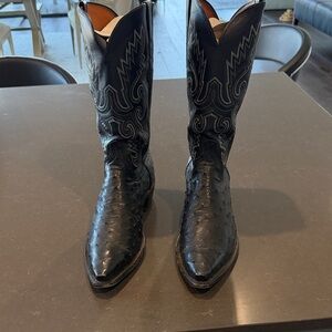 Lucchese Black Ostrich Western Boots